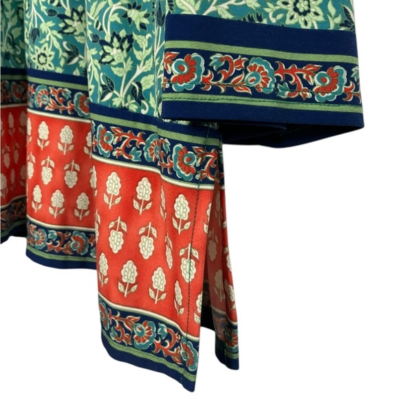 Belle by Kim Gravel Floral Boho Print Knit Top Paisley Tapestry Popover Green 2X - Picture 2 of 6